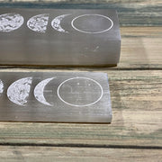 Selenite Platform Engraved Moon Phase