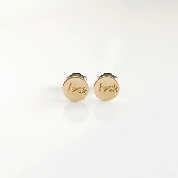 "Fuck" Circle Stud Earrings