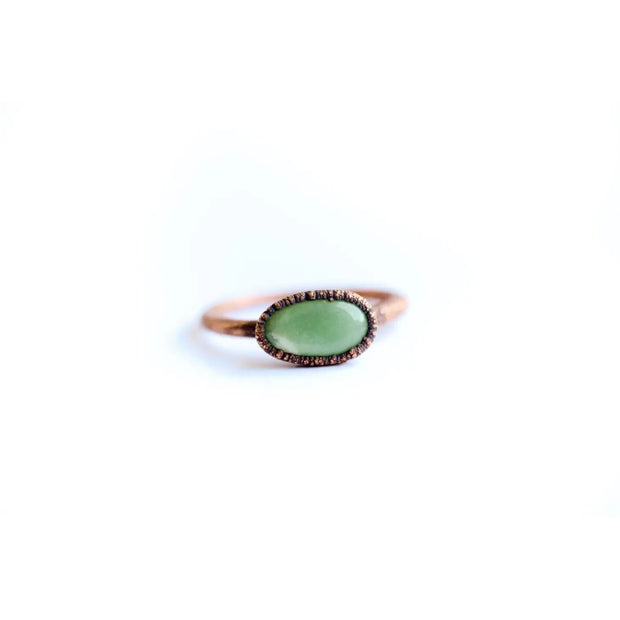 Tumbled Chrysoprase Crystal Ring