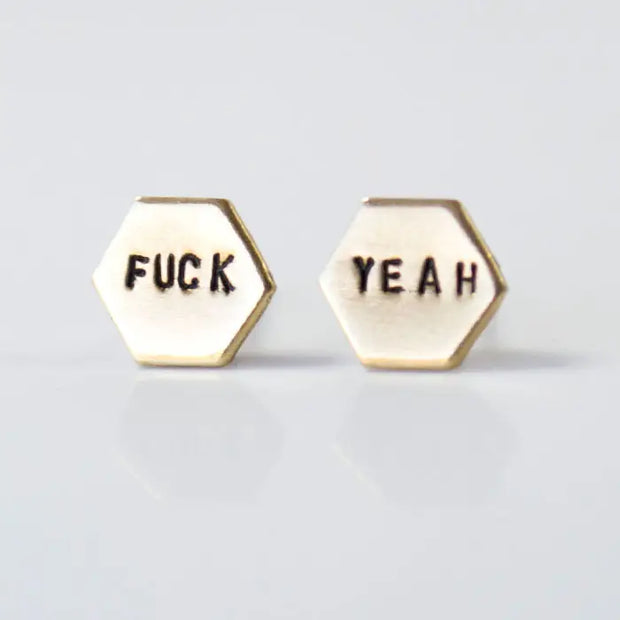 Fuck Yeah Hexagon Earrings