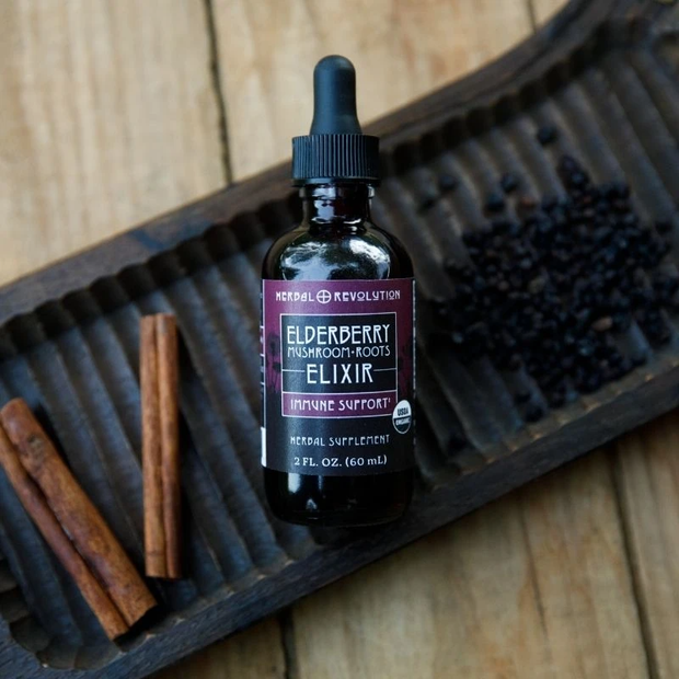 Elderberry + Mushroom & Roots Elixir: 2 oz.