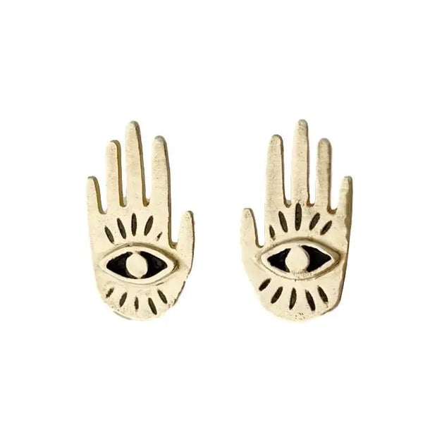 Small Hand Eye Earrings