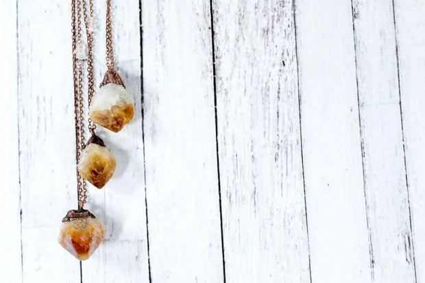 Citrine Crystal Necklace 30"