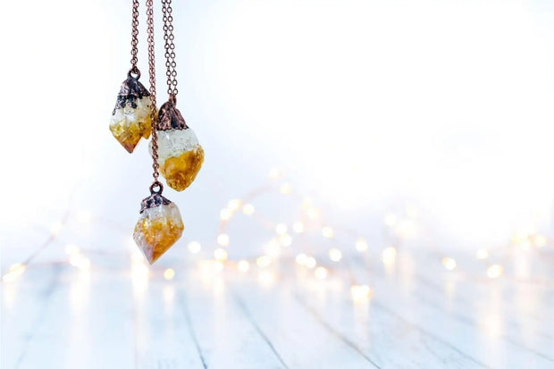 Citrine Crystal Necklace 30"