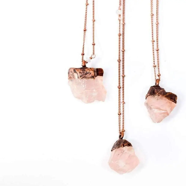 Raw Rose Quartz Crystal Necklace