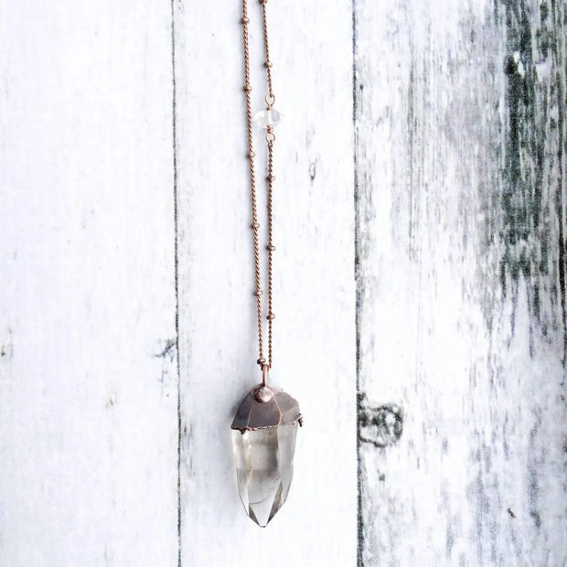 Raw Clear Quartz Crystal Necklace