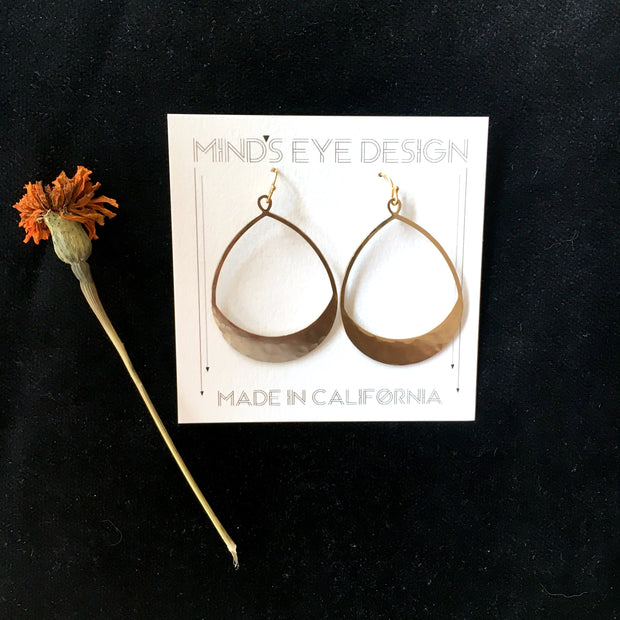 Hammered Brass Teardrop Earrings